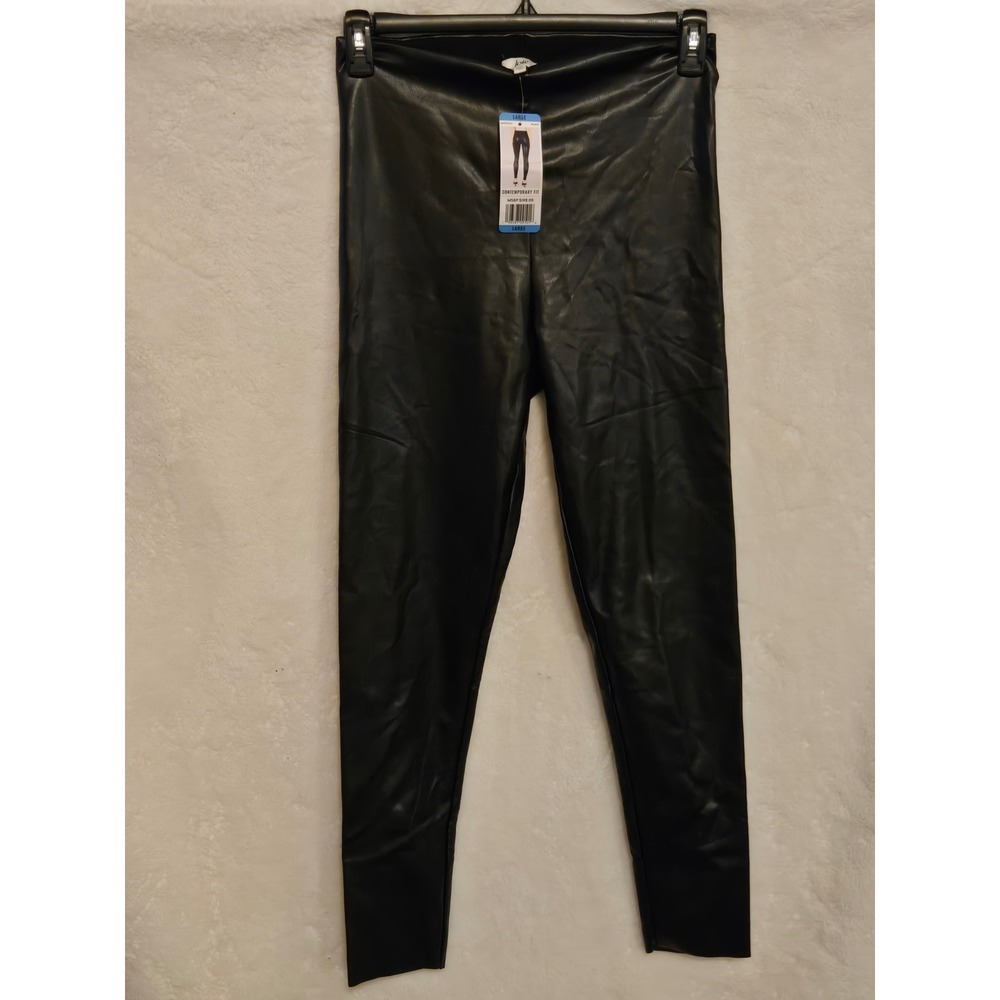 Joie NEW Faux Leather Leggings Women's L Black Contemporary Fit High Rise